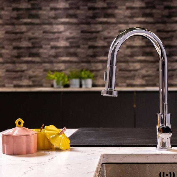 Flode Runda | Kitchen Sink Mixer with Pull out Spray | Chrome | Round Head