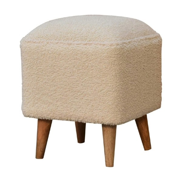Artisan Furniture Cream Boucle Squoval Footstool