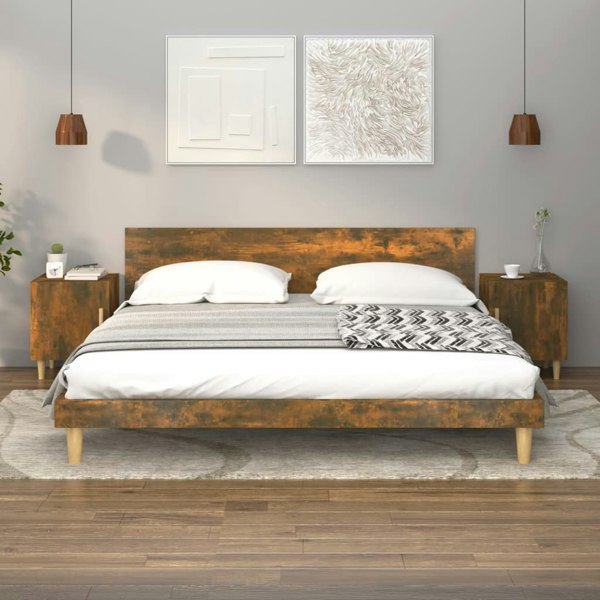 Berkfield Bedside Cabinets 2 pcs Smoked Oak Engineered Wood
