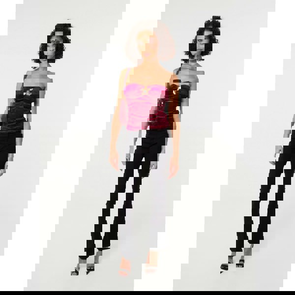 Pink Vanilla Soft Shimmer Velvet Texture Bra Cup Top