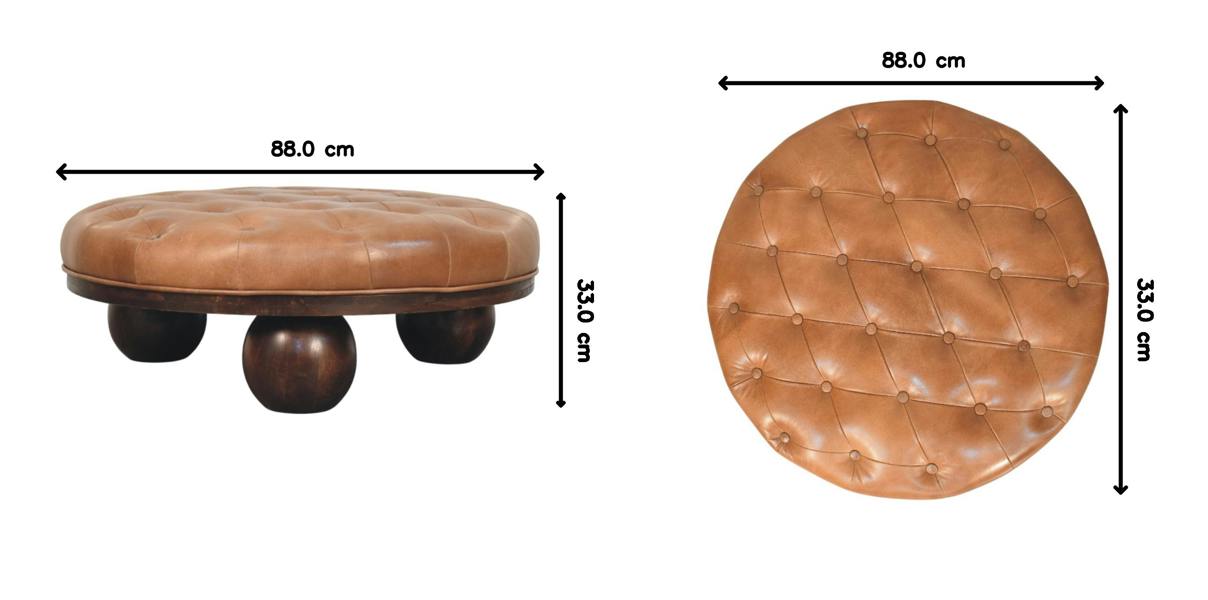 Artisan Furniture Solid mango wood Sfera Coffee Table,leather tufted top