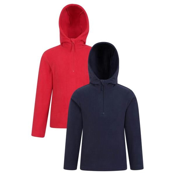 Mountain Warehouse Childrens/Kids Camber Quarter Zip Hoodie (Pack Of 2) - Navy/Red