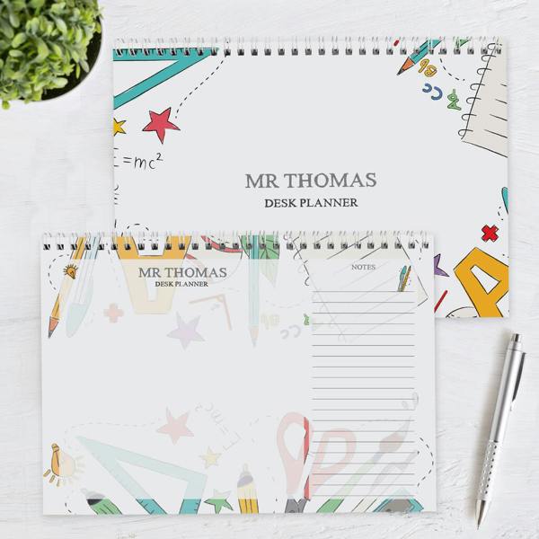 Personalised Teacher A4 Desk Planner - alternative angle
