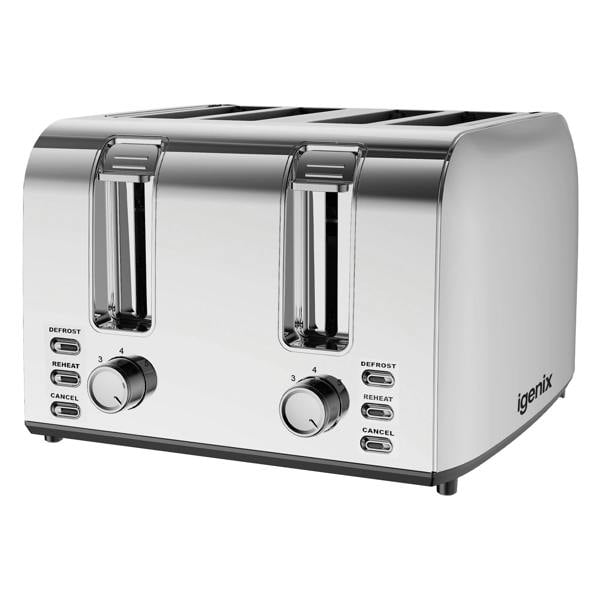 Igenix 1500W 4 Slice Toaster, Stainless Steel