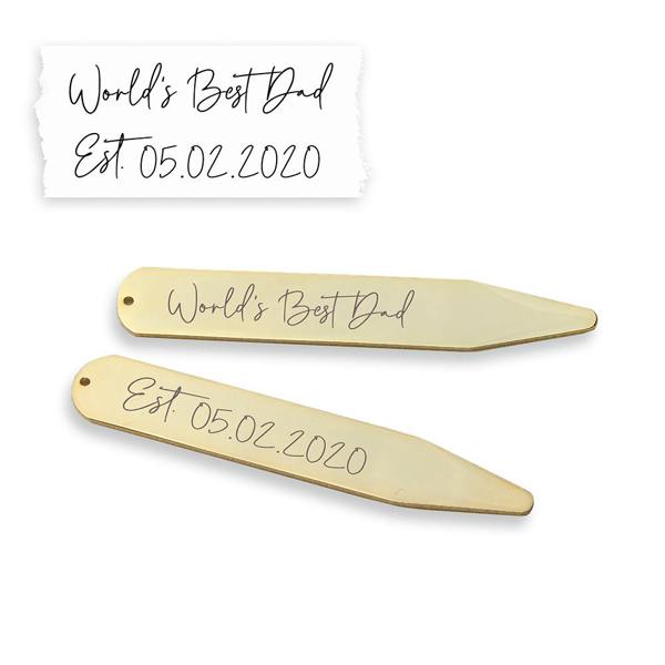 Abode Home & Gifts Personalised 18k Gold Plated Handwriting Collar Stiffeners