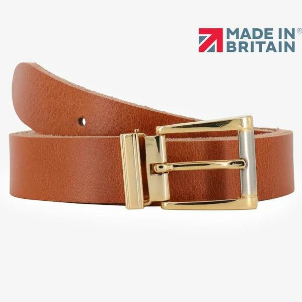 PRIMEHIDE Women’s Full-Grain Leather Belt – 30mm Brass Buckle - Made in Britain