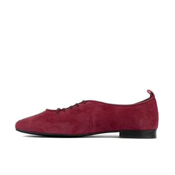 Embassy London Skyline - Burgundy - Women's Suede Lace Up Ballet Pump