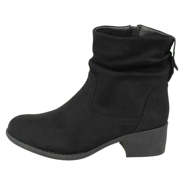 Spot On Ladies Spot On Rouched Ankle Boots