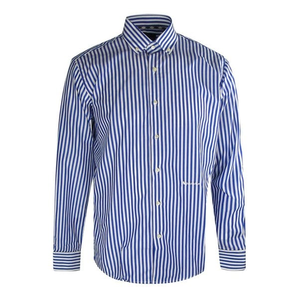 Aquascutum Striped Long Sleeve Blue Shirt XS