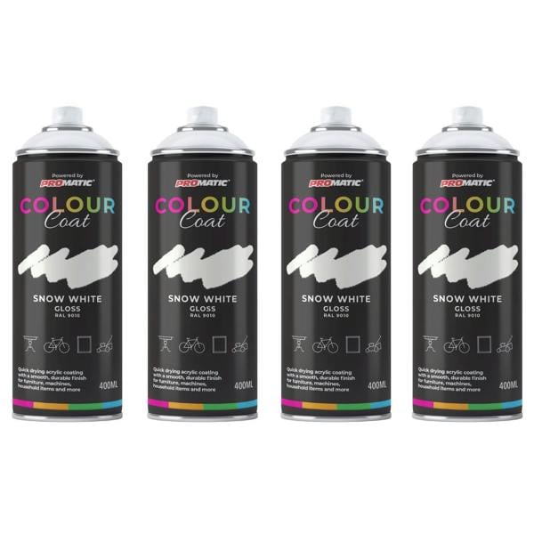 Colour Coat 4X Snow White RAL 9010 Gloss Spray Paint 400ml