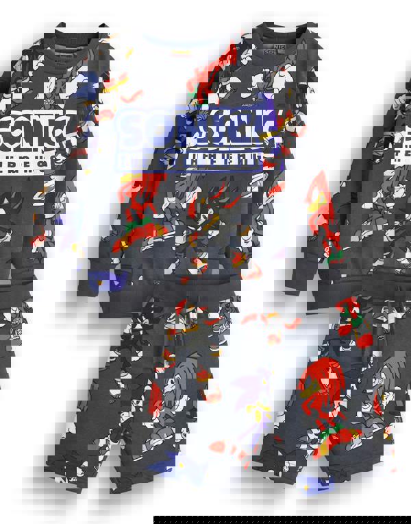 Sonic the Hedgehog Boys Grey Modern Character Pattern Sweatshirt and Shorts Set