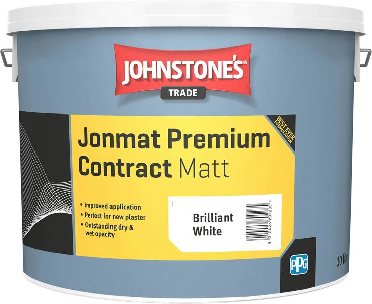 Johnstone's Trade Jonmat Premium Contract Matt Paint White 10L Pack of 2