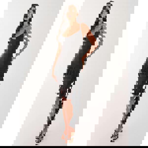 Pink Vanilla Ruffle Slinky Mini Dress