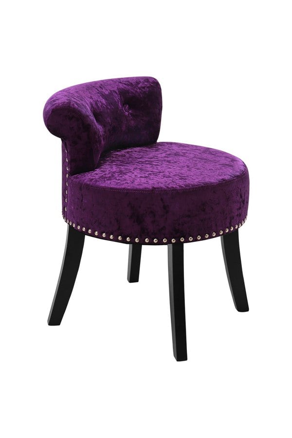 Living and Home Luxury Ice Velvet Dark Purple Upholstery Dressing Stool