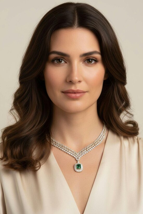 Latelita Countess Statement Emerald Necklace Gold