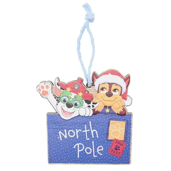 Widdop & Co Paw Patrol Chase and Marshall North Pole Wooden Christmas Hanging Decoration