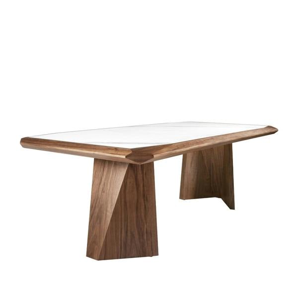 Angel Cerdá Rectangular porcelain marble and walnut dining table 1106