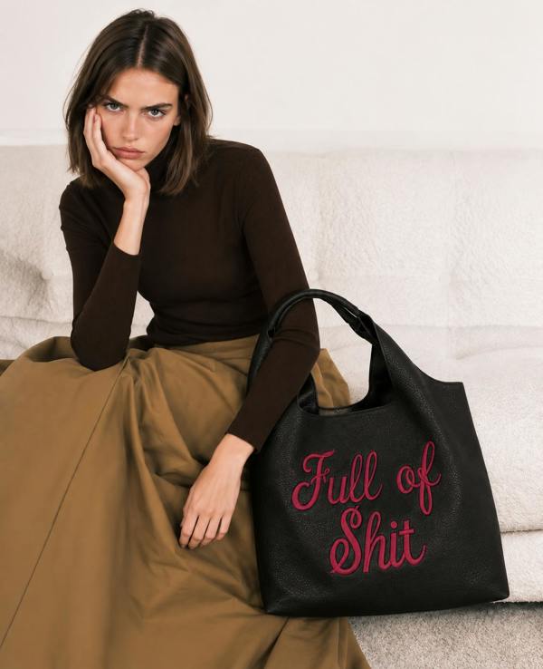 Lilly Loves Full of Shit Burgundy Bucket Bag