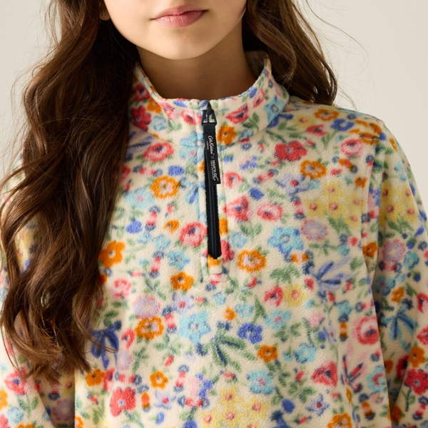 Regatta Kids Cath Kidston Harmony Ditsy Quarter Zip Fleece Top - Cream