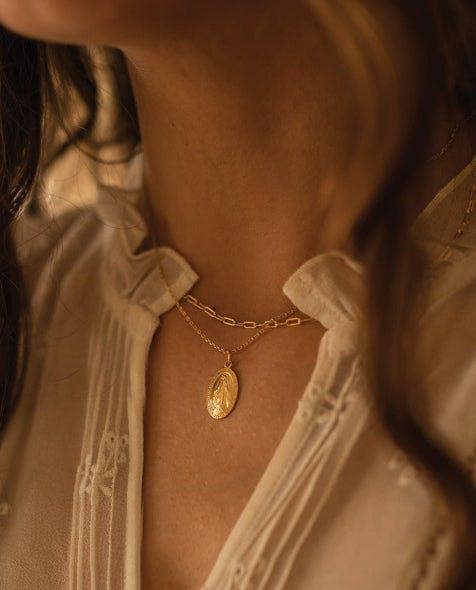 Dainty Sterling Silver Virgin Mary Miraculous Medal Choker Necklace - Necklaces - Elk & Bloom