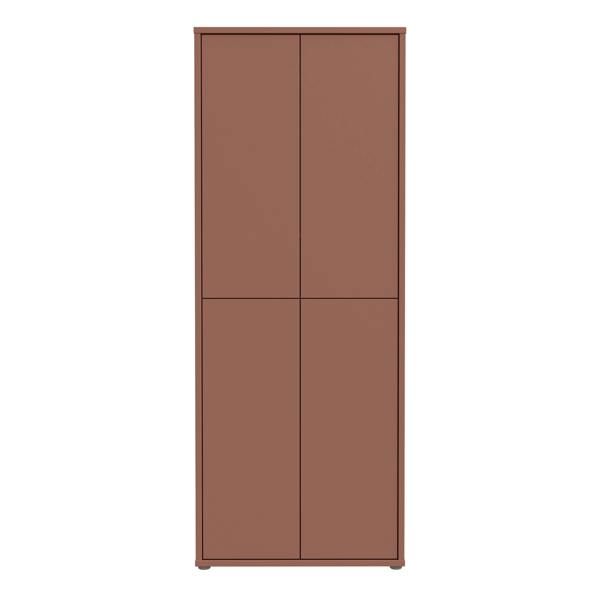 Furniture To Go Alice Springs Tall Shoe Cabinet with 4 Doors Push-to-Open in Terracotta