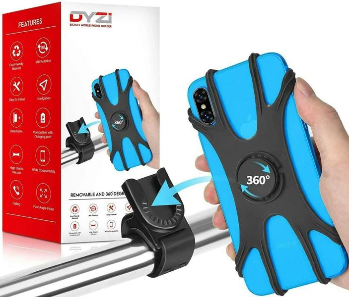Dyzi Waterproof 360° Bike Phone Holder: Fits 4"-6.5" Phones - Detachable
