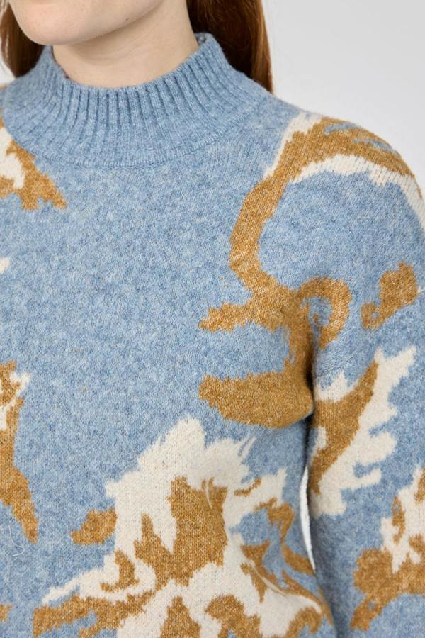 Mudflower Floral Jacquard Crew Neck Knit Jumper