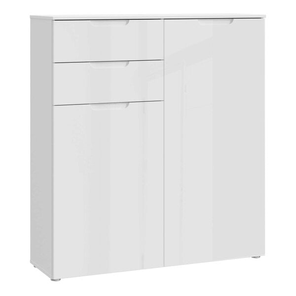 Wyld Haus Leipzig White Gloss Chest of Drawers 2 Doors 2 Drawers