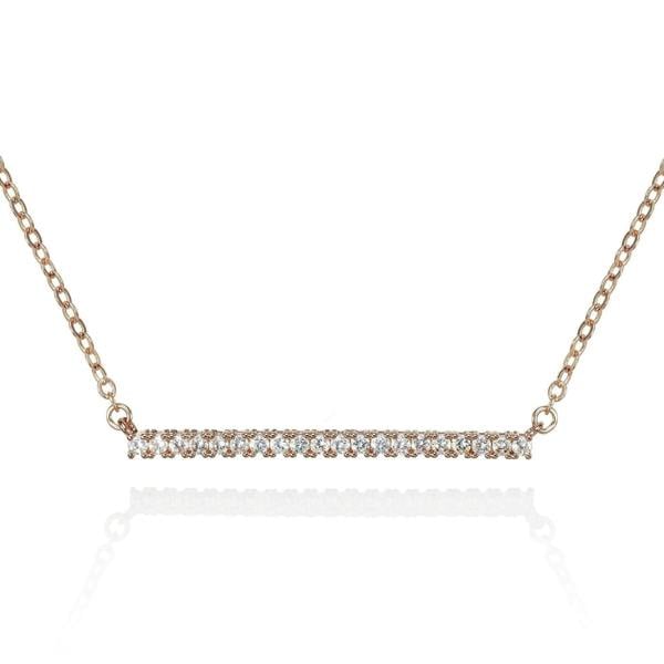 Rose Gold Bar Pendant Necklace with Cubic Zirconia - namana.london