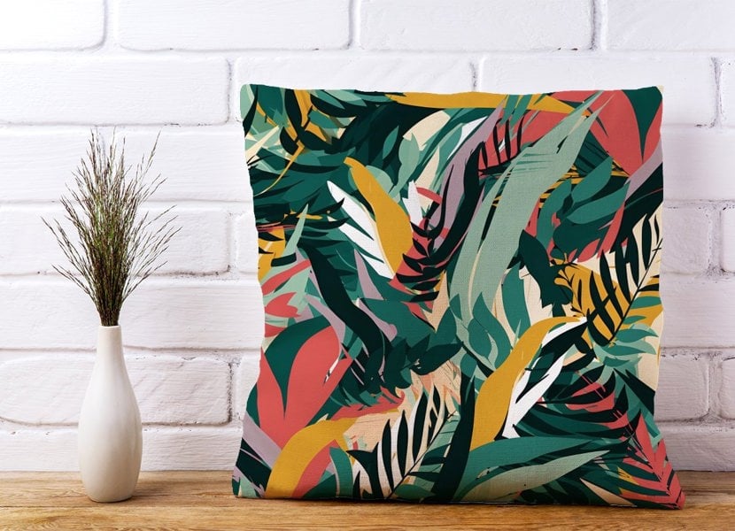 Warren Reed Coloured Tropical Leaves Cushions