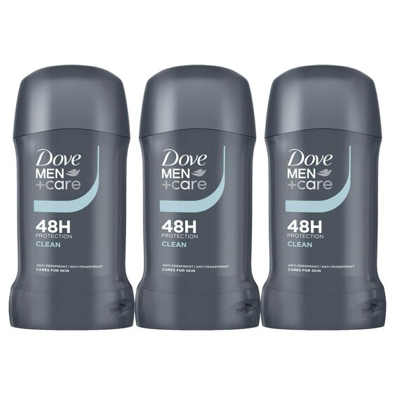 Dove Men+Care Clean Anti-Perspirant Stick Classic 3x50ml 48H Sweat Protection