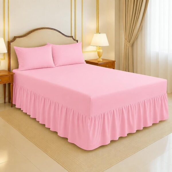 Night Zone 200 Thread Count Egyptian Cotton Pleated Valance Sheet – Hotel Quality Bed Valance - Pink