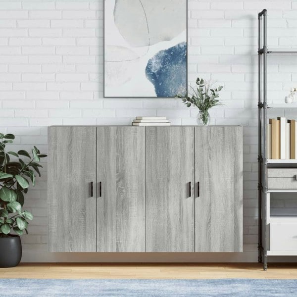 Berkfield Wall Mounted Cabinets 2 pcs Grey Sonoma 69.5x34x90 cm