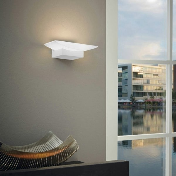 EGLO Metrass LED Plastic/Aluminium White Uplighter Wall Light