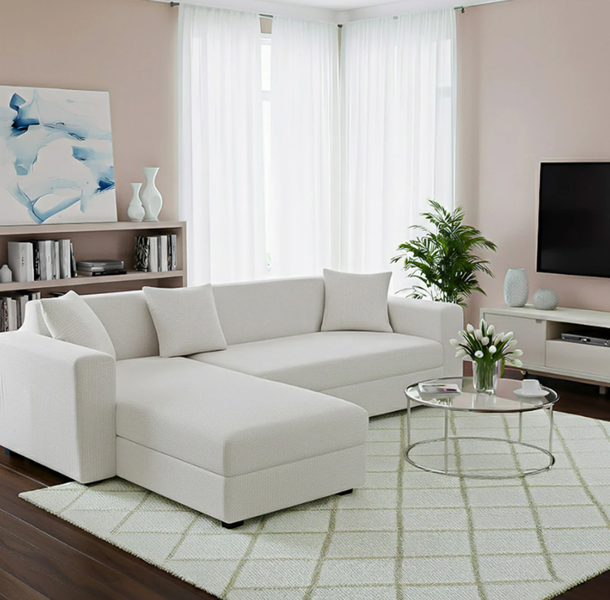 Anyseat 4 Seater Sofa Cover Plain White Style and Protection For Living Room Sofa Chair Elastic Stretchable Slipcover