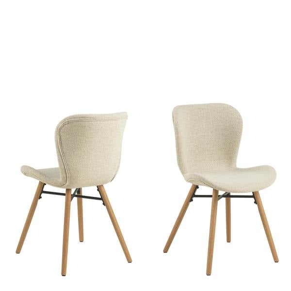 Furniture To Go Corby Round Dining Table with White Polished Marble Top & Black Base includes 4 Batilda Dining Chairs in Cream/Oak