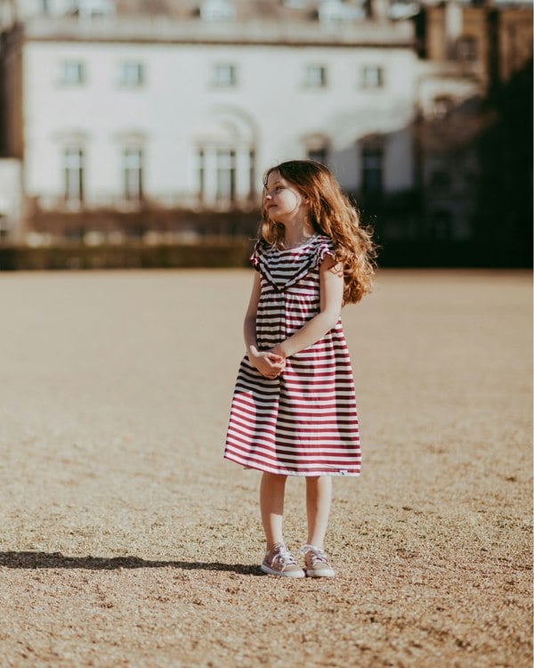organic cotton Red Horizontal Stripe Print Dress - image 1