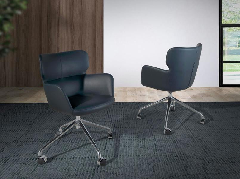 Angel Cerdá Blue eco-leather swivel office chair 4110