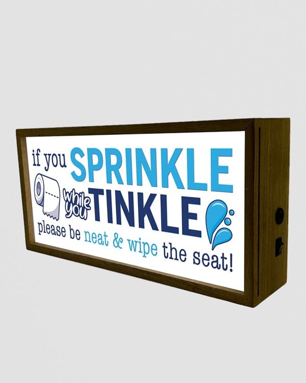 Bathroom LED Sign - Sprinkle Tinkle Toilet Humour Light
