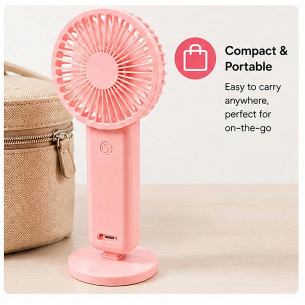 Dyzi Mini Rechargeable Handheld Fan 3 Speed USB Pink