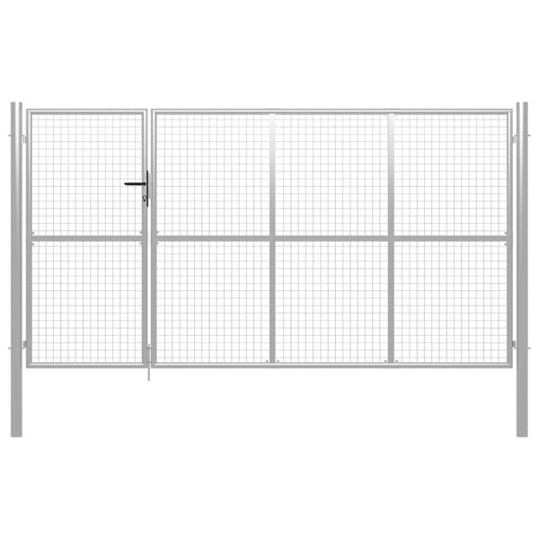 Berkfield Garden Gate Steel 350x150 cm Silver