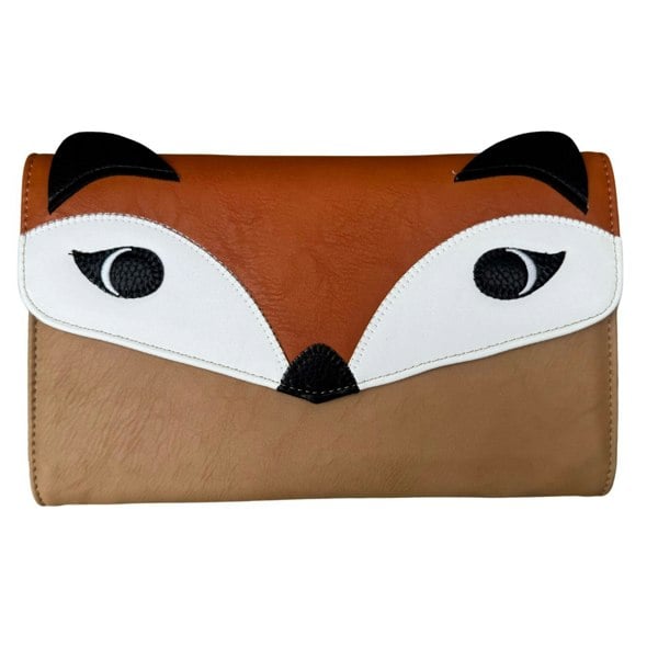 Love EMVY Fox Face Clutch Purse Bag with Removable Gold Shoulder Strap