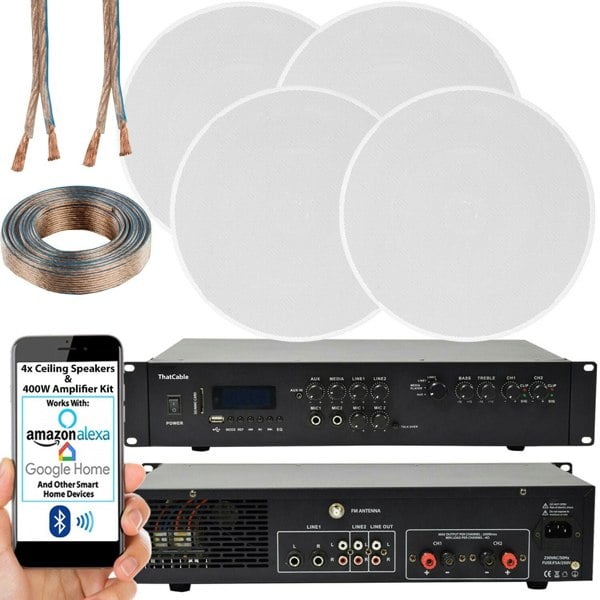 400W Bluetooth Sound System 4x 6.5 Slim Ceiling Speaker Channel HiFi Amplifier
