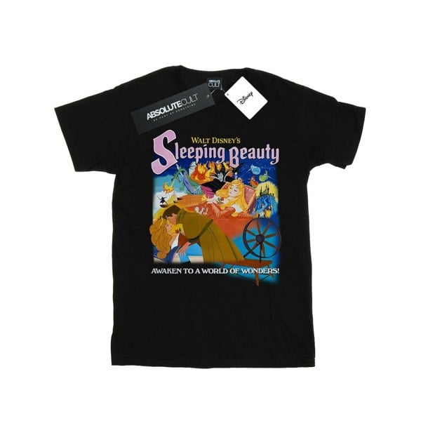 Disney Womens/Ladies Sleeping Beauty Collage Poster Cotton Boyfriend T-Shirt - Black