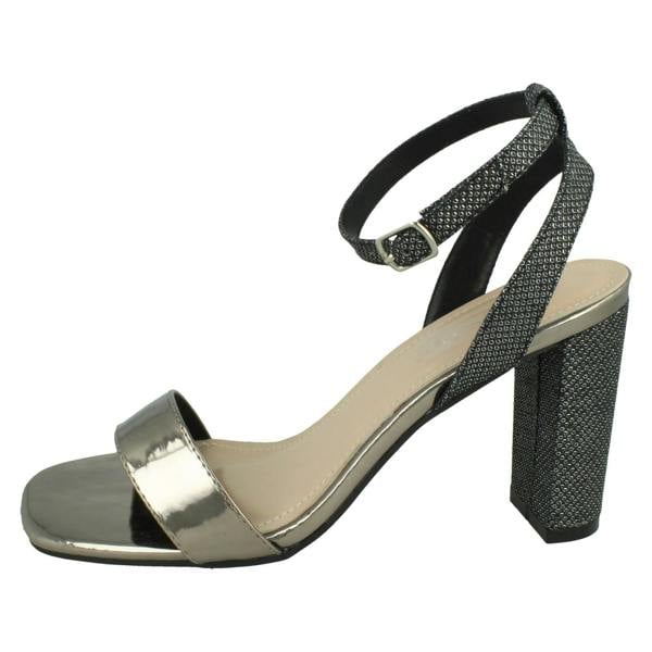 Spot On Ladies Spot On High Heel Sandal with Buckle Ankle Strap F12044