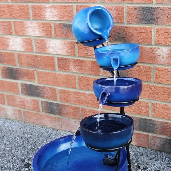 Monstershop Blue 4 Tier Spilling Bowls Water Feature