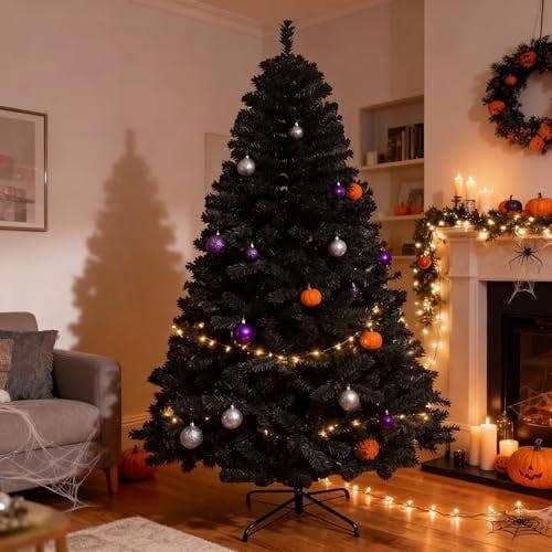 4ft to 12ft Black Artificial Alaskan Pine Christmas Trees with Metal Stand and PVC Branches image 5