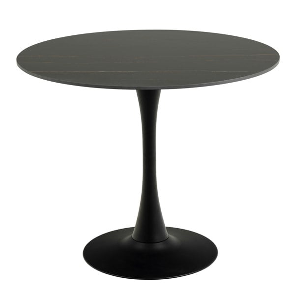 Furniture To Go Malta Ceramic Round Dining Table in Black 90x75cm