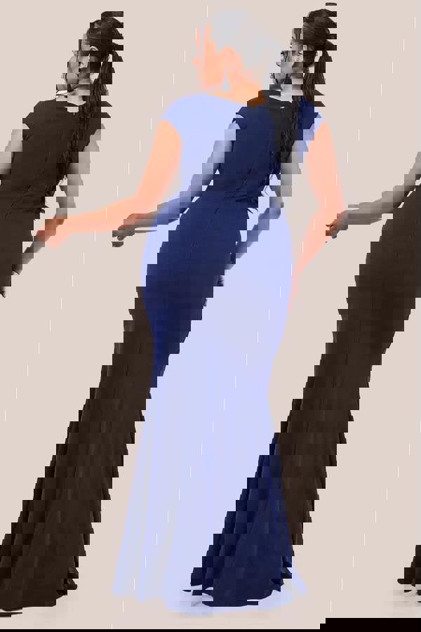 Bardot Pleated Maxi Dress - Navy DR1092PLUS