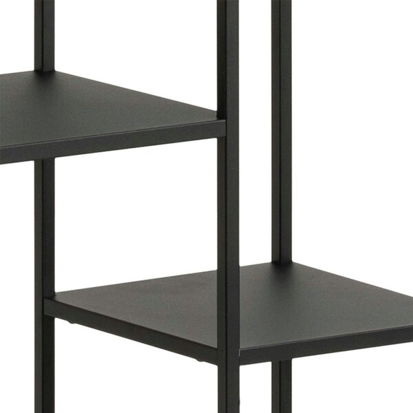 Wyld Haus Graz Matt Black Metal Asymmetrical Bookcase 6 Shelves